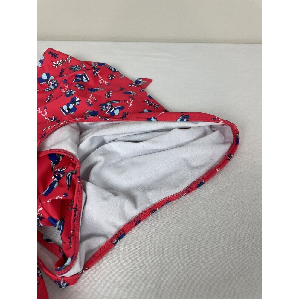 One Piece One-Shoulder Bathing Suit Womens Small Red Floral Bows - Picture 3 of 4